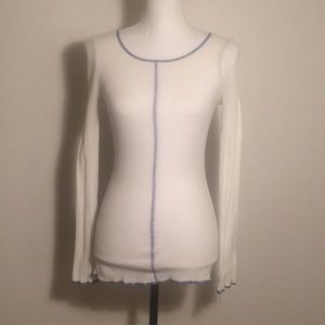 Roxy white long sleeve top with blue stripes